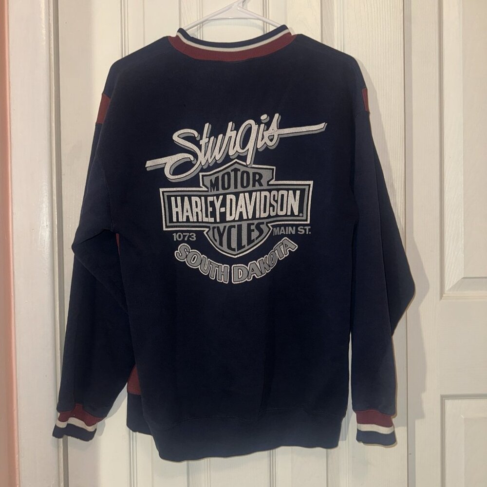 VTG Harley Davidson Motorcycles Double Sided Colorblock Sweatshirt Mens Large